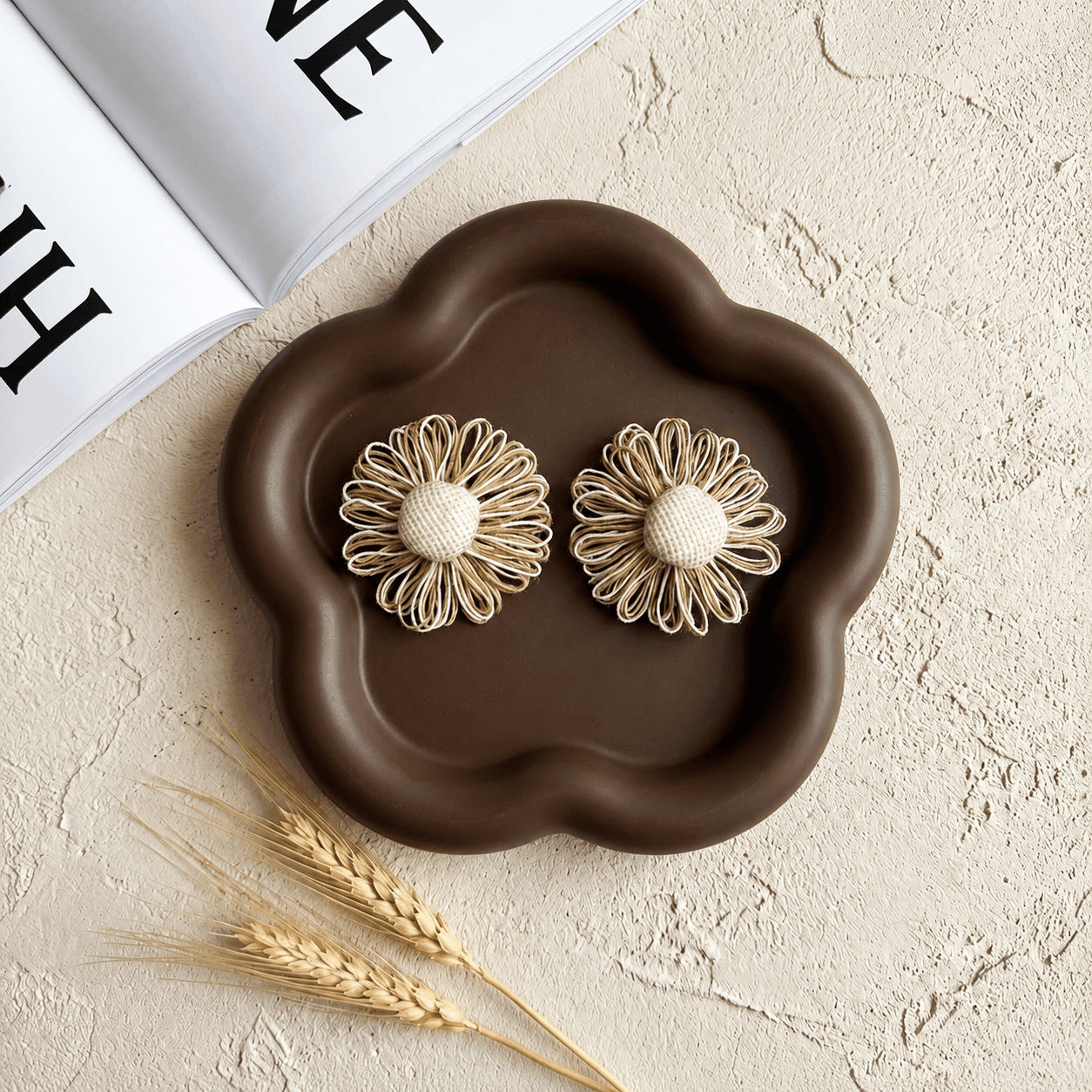 Sunflower Beige Jute Shoe Charms — Shoe Clips & Charms India | CLASSIE